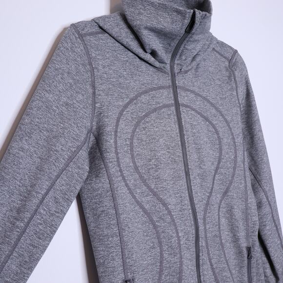 LULULEMON Stride Jacket II Heathered Slate Hooded Lightweight Active Women's 10 - Picture 4 of 12